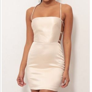 lulu satin lace up dress